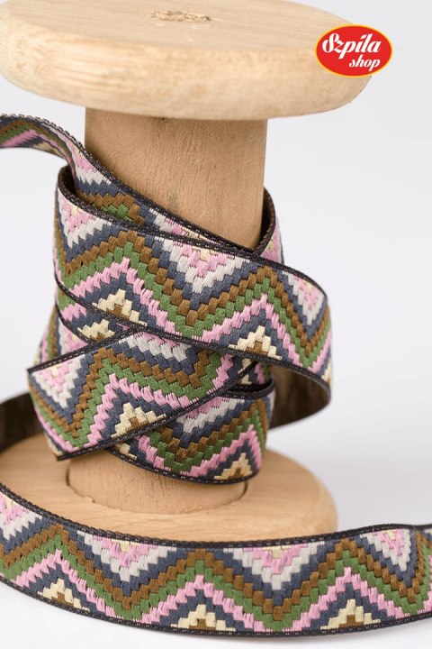 Tasiemka BOHO różowa